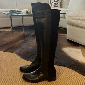 Stuart Weitzman Black Pull On 50/50 Over The Knee Boot size 9.5